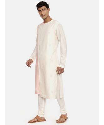 Silk Pink Ivory Embroidered Kurta 3