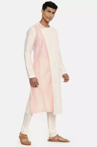 Silk Pink Ivory Embroidered Kurta