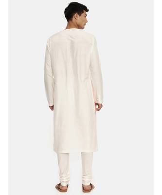 Silk Pink Ivory Embroidered Kurta 5