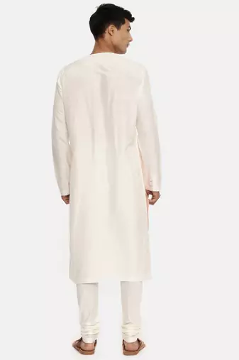 Silk Pink Ivory Embroidered Kurta