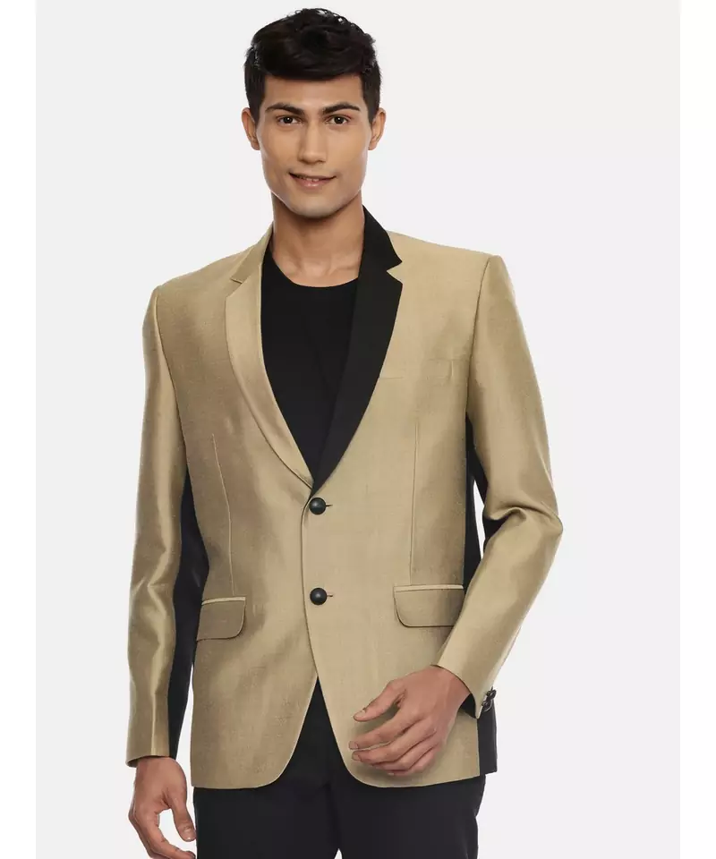 Black Gold Two Button Silk Blazer