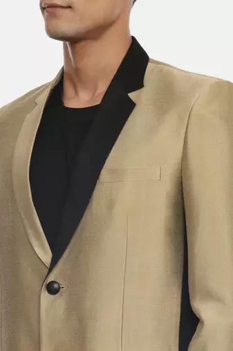 Black Gold Two Button Silk Blazer