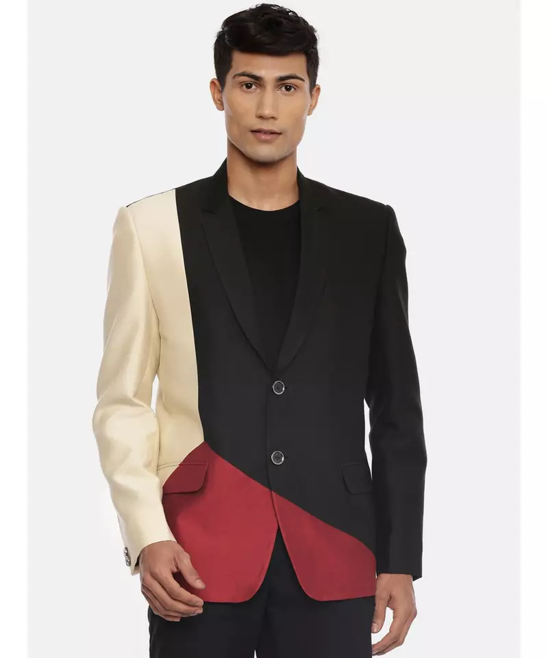 3 Color Red Beige and Black Silk Jacket