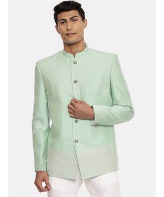 Embroidered Green Bandhgala 1