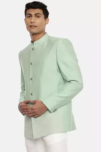 Embroidered Green Bandhgala