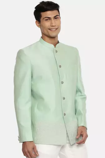 Embroidered Green Bandhgala