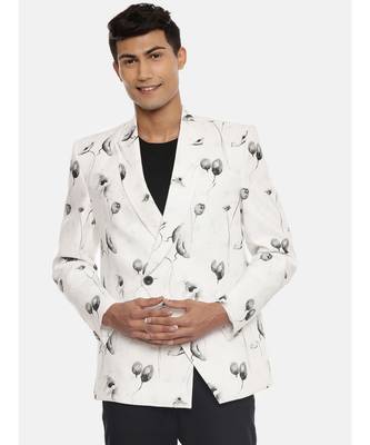 White Black Linen Printed Jacket 1