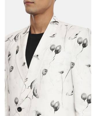 White Black Linen Printed Jacket 2