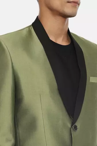 Green Black Two Button Blazer