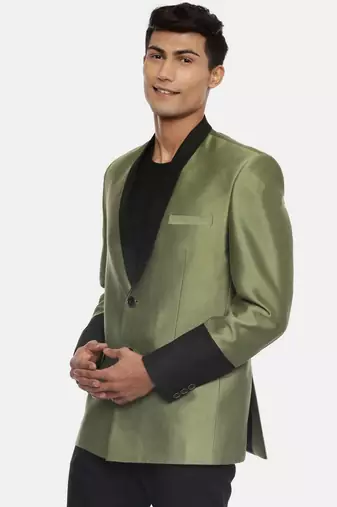 Green Black Two Button Blazer