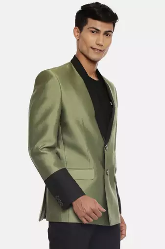 Green Black Two Button Blazer