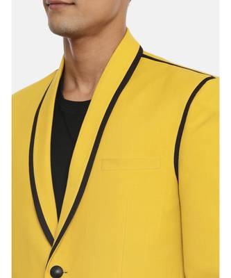 Mustard Black Two Button Blazer 2