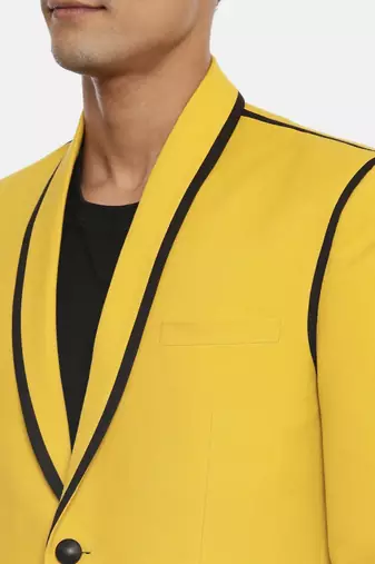 Mustard Black Two Button Blazer