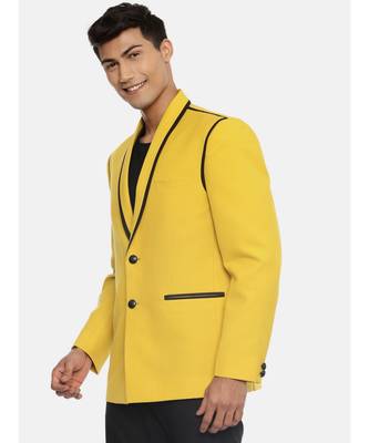 Mustard Black Two Button Blazer 3