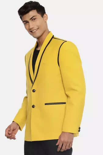 Mustard Black Two Button Blazer