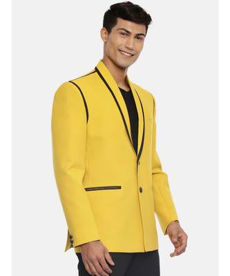 Mustard Black Two Button Blazer 4
