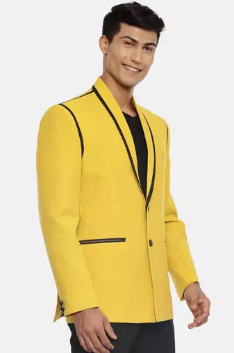 Mustard Black Two Button Blazer