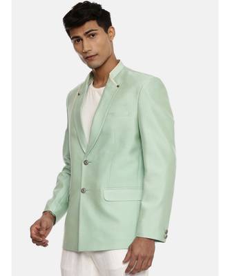 Pastel Green Silk Two Button Blazer 3
