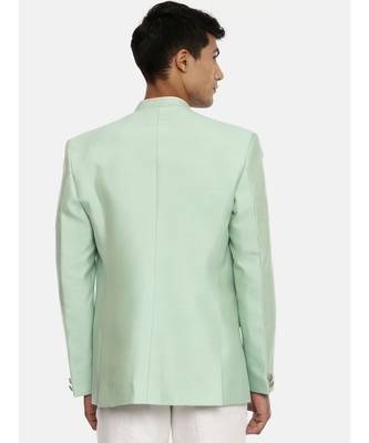 Pastel Green Silk Two Button Blazer 5