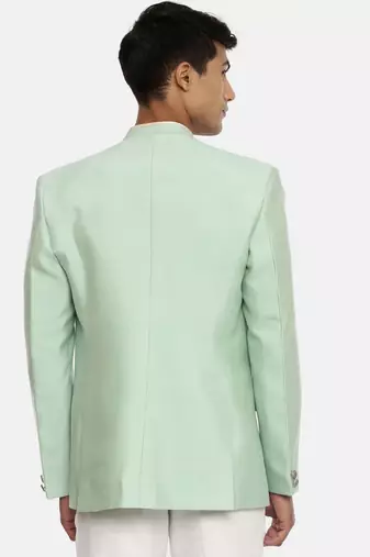 Pastel Green Silk Two Button Blazer