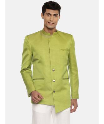 Green Silk Bandhgala 1