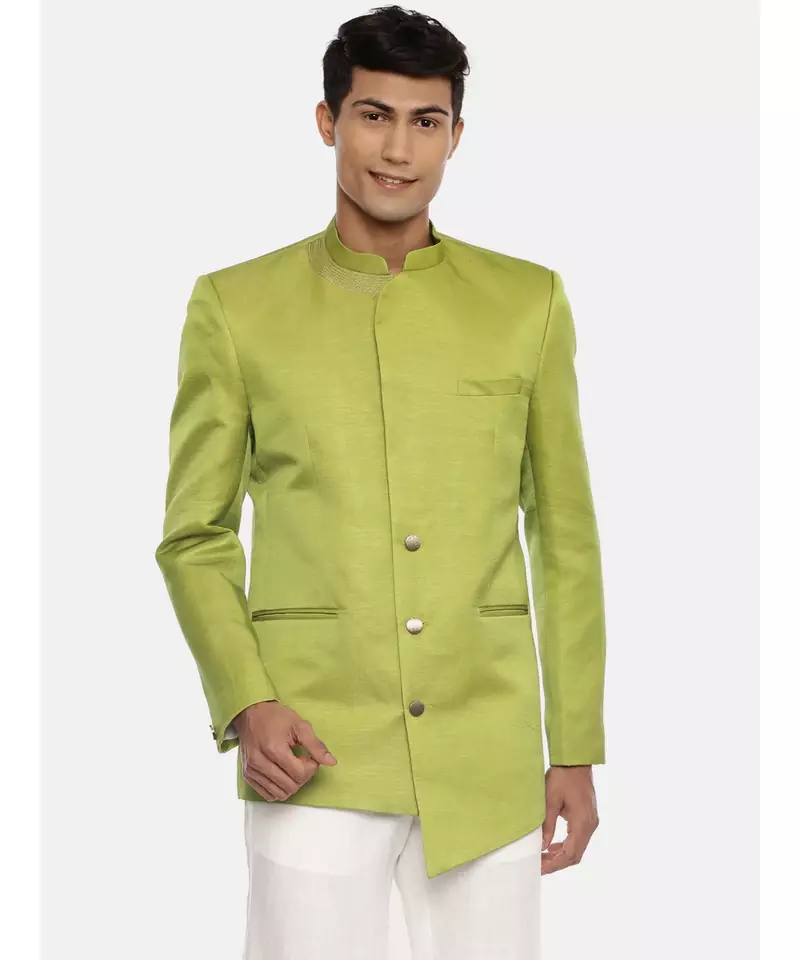 Green Silk Bandhgala