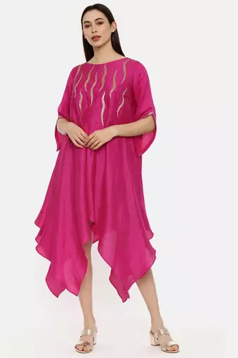Pink Silk Embroidered Dress
