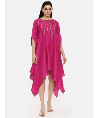 Pink Silk Embroidered Dress 3