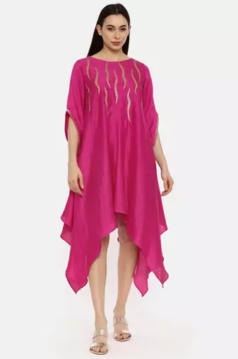 Pink Silk Embroidered Dress