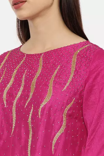 Pink Silk Embroidered Dress