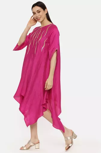 Pink Silk Embroidered Dress
