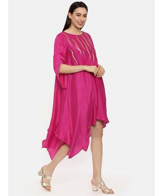Pink Silk Embroidered Dress 6