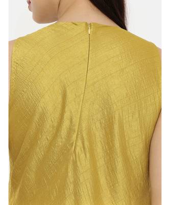 Silk Mustard Black Drape Dress 2
