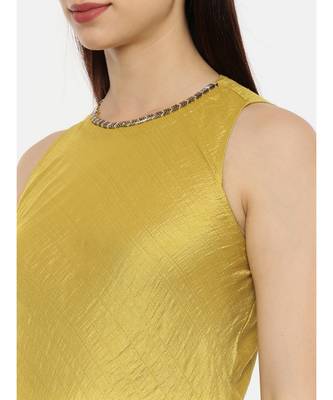 Silk Mustard Black Drape Dress 3