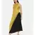 Silk Mustard Black Drape Dress