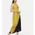 Silk Mustard Black Drape Dress