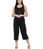 Black woven modal long-tops