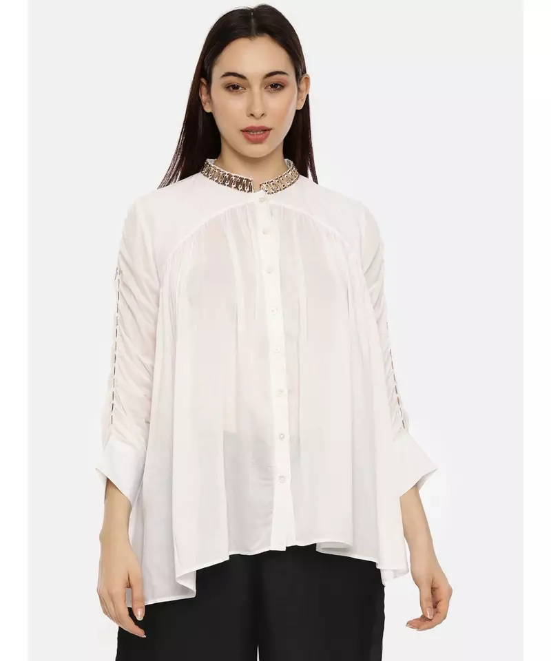 White Sequen Short Top