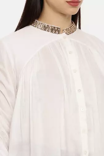 White Sequen Short Top