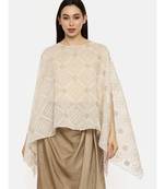 Beige Ivory Silk Embroidered Top