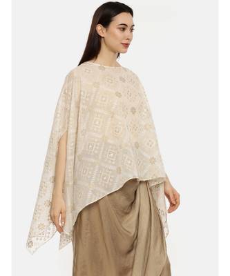 Beige Ivory Silk Embroidered Top 4