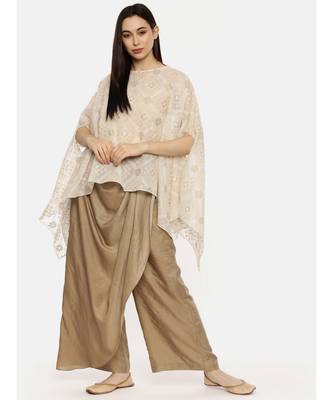 Beige Ivory Silk Embroidered Top 6
