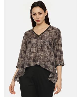 Brown Printed Sequin Top 1