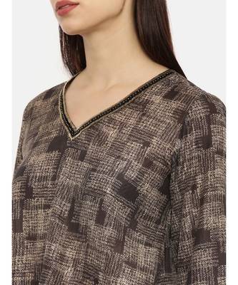 Brown Printed Sequin Top 2