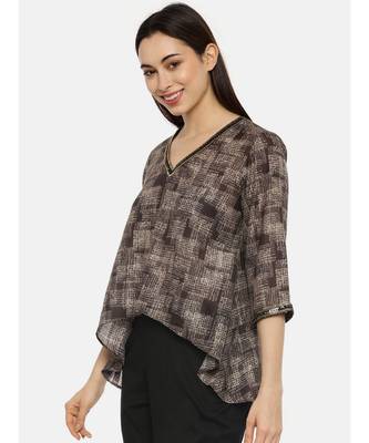 Brown Printed Sequin Top 3