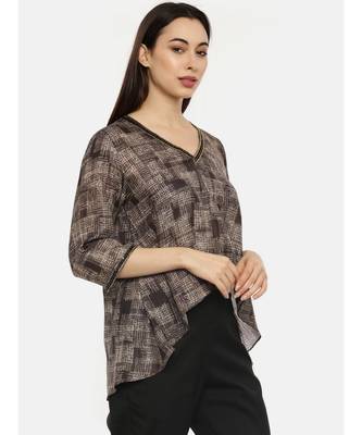 Brown Printed Sequin Top 4