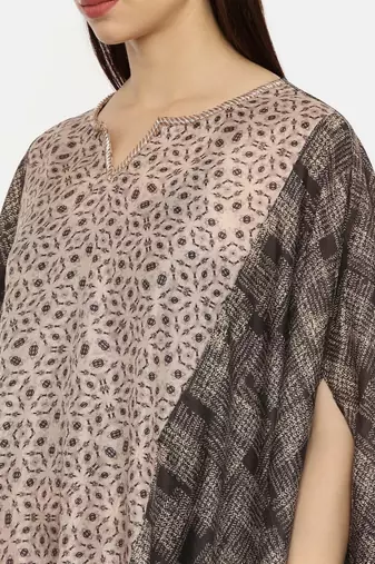 Printed Brown High Low Top