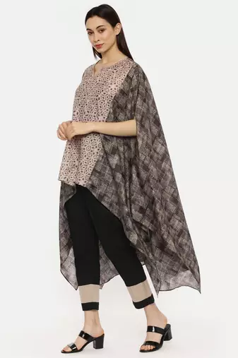 Printed Brown High Low Top