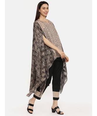 Printed Brown High Low Top 4