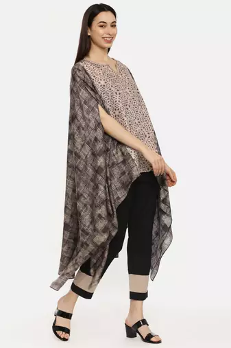 Printed Brown High Low Top